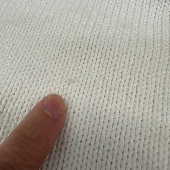 Vintage 1980s Sweater White Red Stripes idioms Retro Preppy Size Medium Retro - Picture 7 of 10